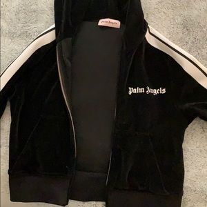 Palm angels velour zip up hoodie